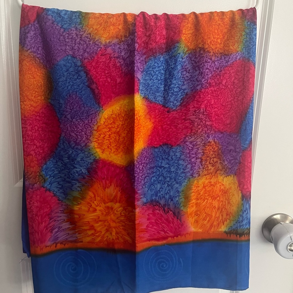 Surface brand scarf, 84” x 70” multi color